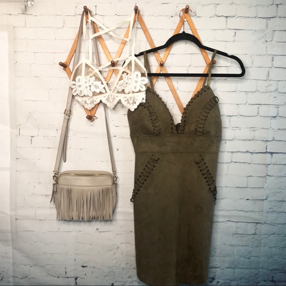 LF Dresses & Skirts - LOWEST PRICE NWT LF Green suede mini dress